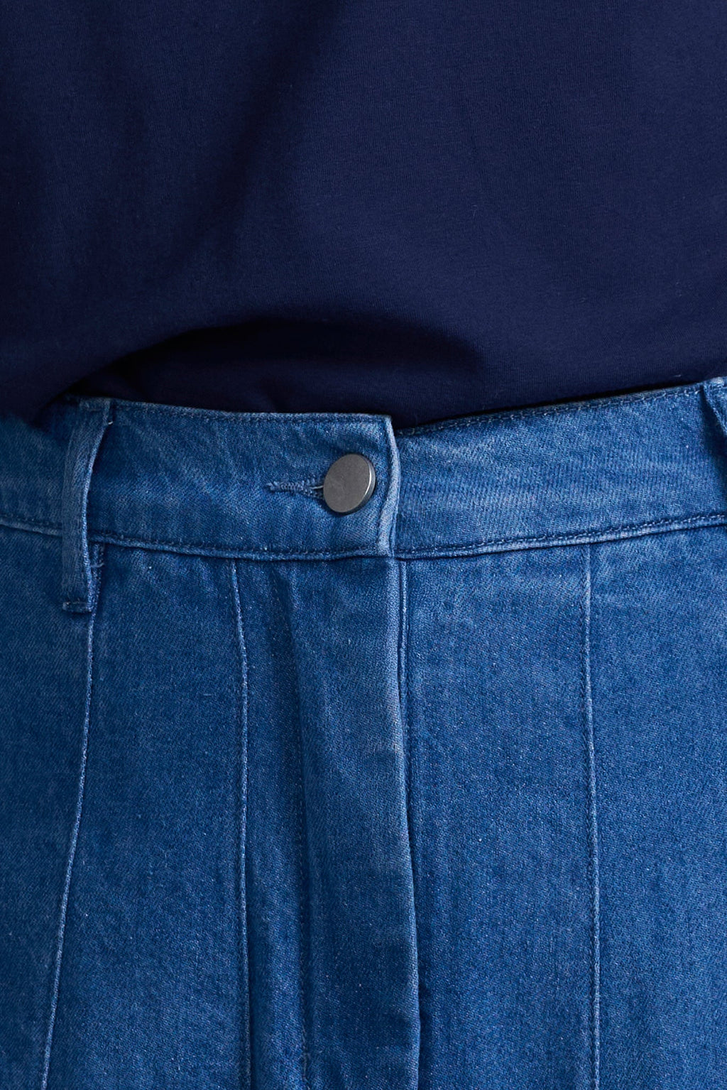 Pleated Denim Skirt