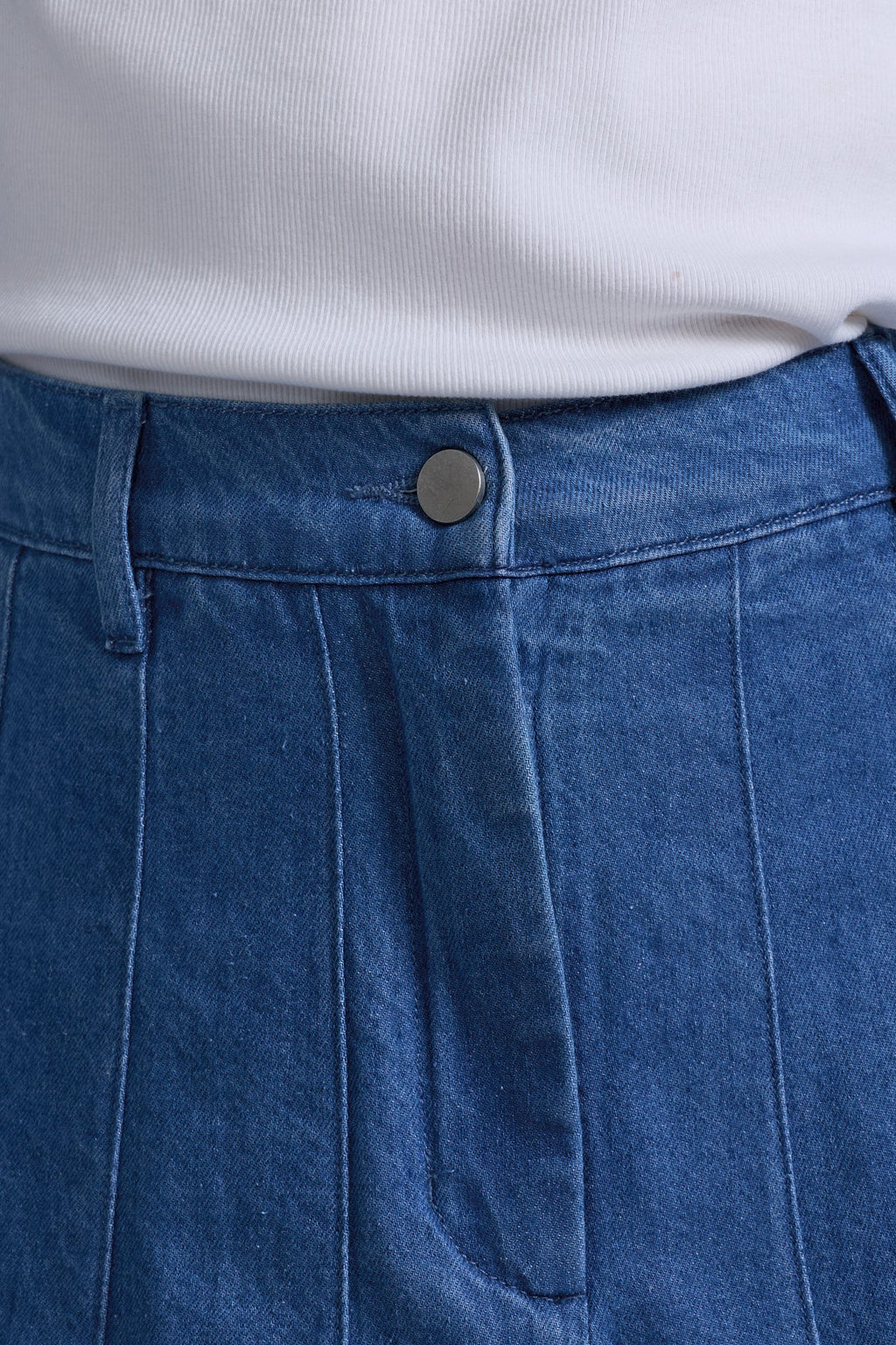 Pleated Denim Skirt