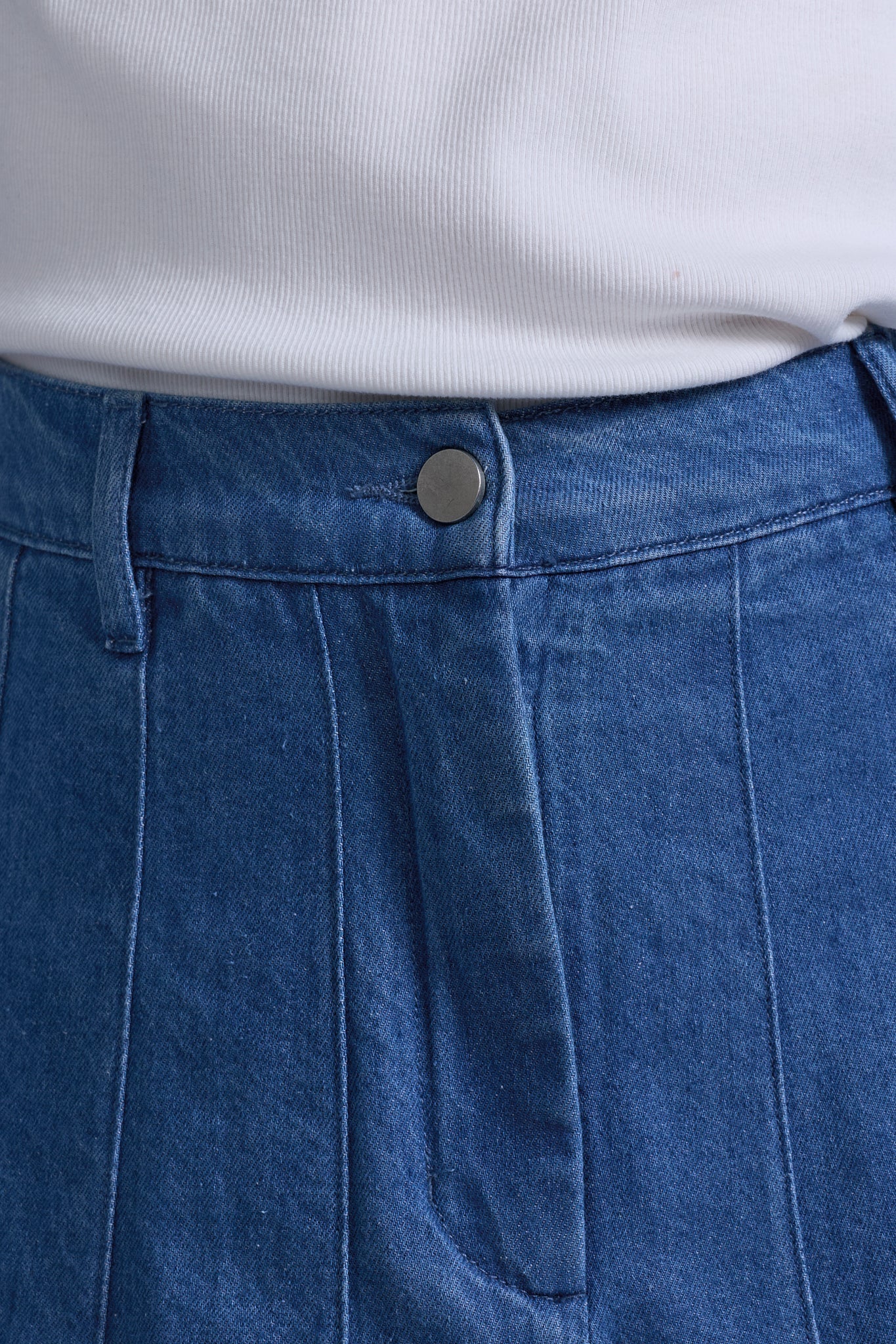 Pleated Denim Skirt