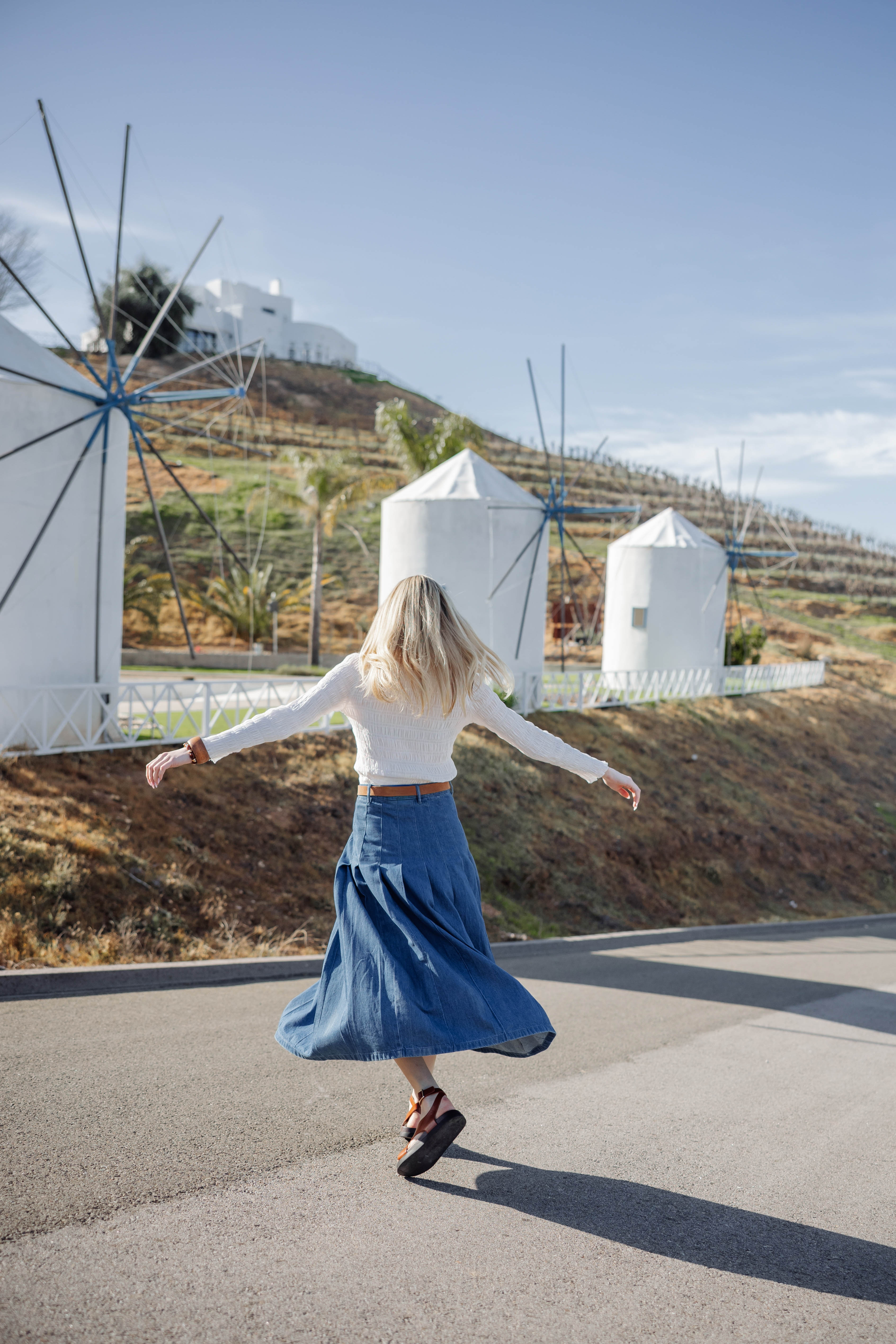 Pleated Denim Skirt